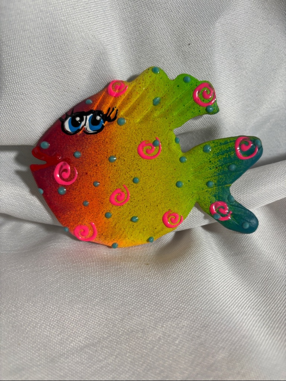 Colorful Decorative Fish Accent - Neon Orange Green Blue